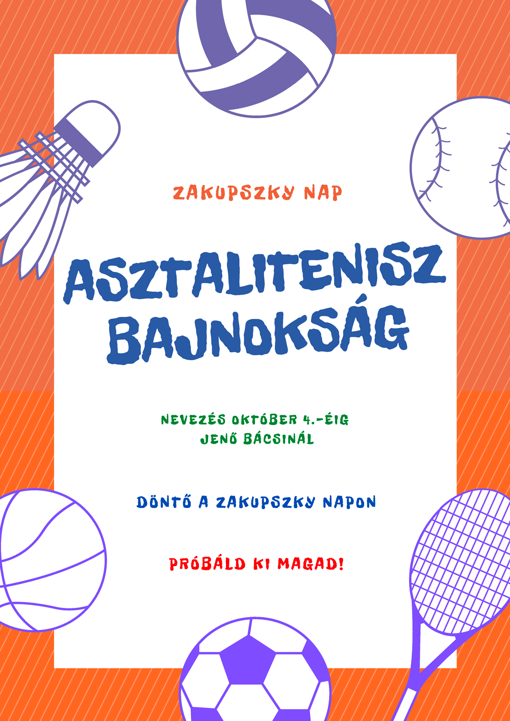 Asztalitenisz bajnokság 2021