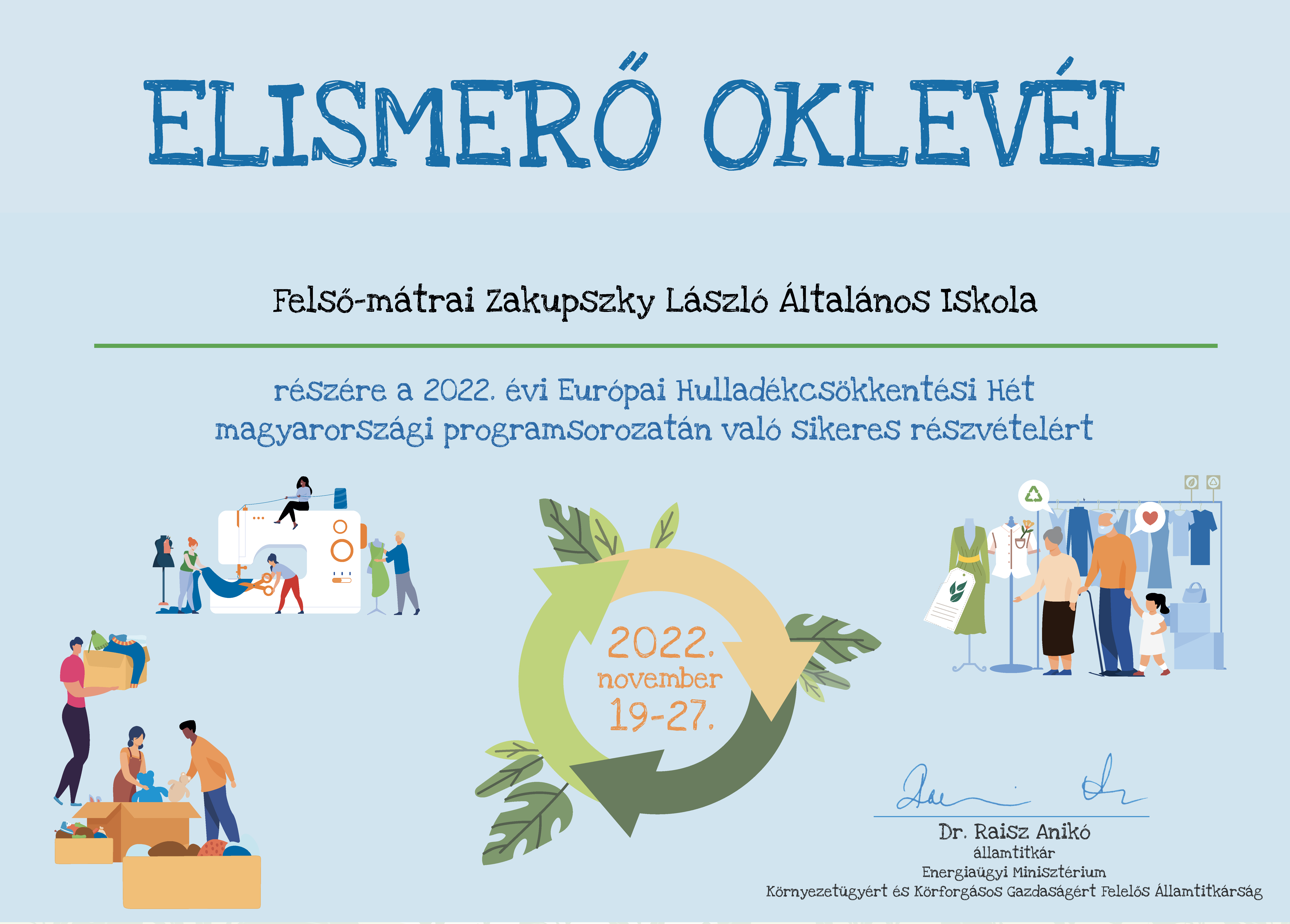textil hét oklevél